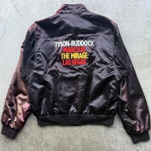 Vintage 1991 Mike Tyson Donovan Ruddock Large Gradient Satin Jacket Mirage Vegas